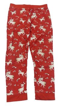 Červené pyžamové kalhoty s jednorožci M&S
