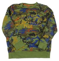 Khaki-barevná army mikina s nápisem F&F