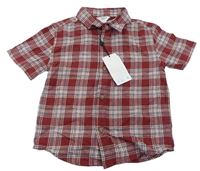Vínovo-bílo-tmavomodrá kostkovaná košile M&Co.