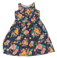 Tmavomodré květované šaty H&M