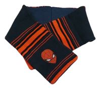 Tmavomodro-červená pruhovaná šála se Spidermanem
