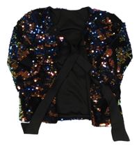 Černo-barevné flitrové podšité sametové bolerko 