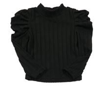 Černé žebrované úpletové triko Shein