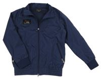 Tmavomodrá šusťáková lehce zateplená bunda s koněm 