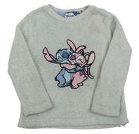 Světlešedá plyšová mikina se Stitchem a Angeou Disney