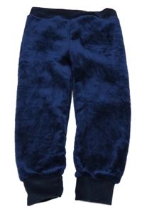 Tmavomodré plyšové pyžamové kalhoty 