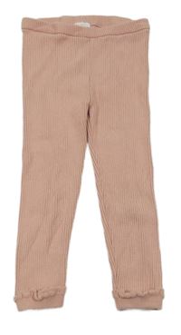 Růžové žebrované úpletové lehké tepláky George