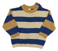 Béžovo-modro-okrový pruhovaný svetr H&M