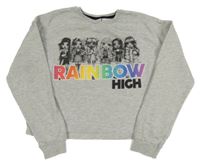 Světlešedá melírovaná crop mikina s dívkami - Rainbow high George