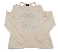 Světlerůžové triko s holými rameny a duhou Page one young