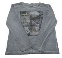 Šedé triko s obrázky a nápisem Gatonero 