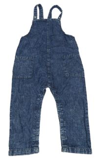 Tmavomodré laclové lehké kalhoty riflového vzhledu 