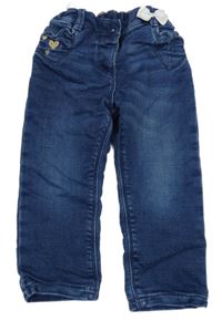 Tmavomodré teplákové podšité rifle s mašlí C&A