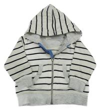 Bílo-černá pruhovaná propínací mikina s kapucí H&M