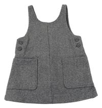 Šedé flaušové šaty s knoflíčky Zara