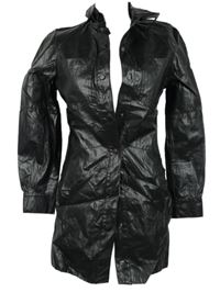 Dámský černý koženkový kabát Zara