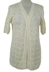 Dámský smetanový ažurový svetrový cardigán Damart 