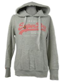 Dámská šedá mikina s nápisy a kapucí Superdry 