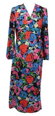 Dámské barevné vzorované zavinovací šaty Warehouse 