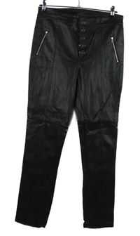 Dámské černé koženkové skinny kalhoty H&M