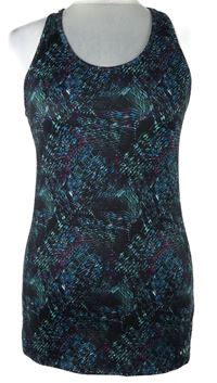 Dámský černo-modro-růžový vzorovaný sportovní funkční top Souluxe