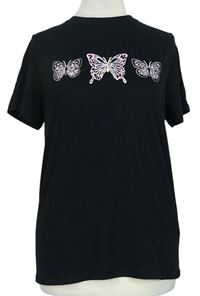 Dámské černé tričko s motýlky New Look 