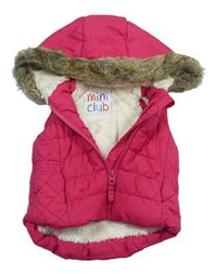 Neonově růžová šusťáková zateplená vesta s kapucí Miniclub