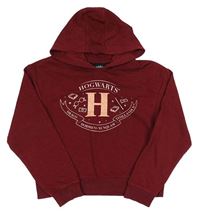 Vínová crop mikina s potiskem Harry Potter a kapucí 
