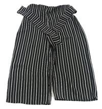 Černo-bílé pruhované culottes kalhoty s páskem Primark