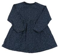 Tmavomodré teplákové šaty s flíčky 