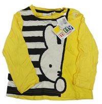 Žluto-pruhované triko s králíčkem 