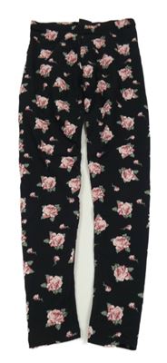 Černé květinové teplé legíny C&A