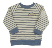 Bílo-modrá pruhovaná mikina s nápisem Primark