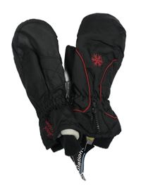 Nové - černé šusťákové zimní funkční rukavice s výšivkou 