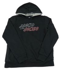 Černá mikina s logem a kapucí Jack&Jones