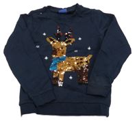 Tmavomodrá mikina s jelenem a flitry Lupilu