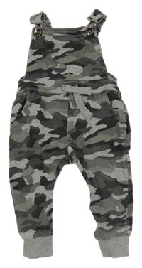 Světlešedo-tmavošedo-černé vzorované army laclové tepláky Next