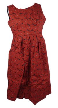 Dámské černé plátěné květované šaty 