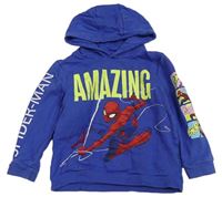 Modrá mikina se Spidermanem a kapucí Marvel