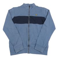 Modro-tmavomodrá propínací mikina s nášivkou Lyle&Scott