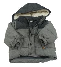 Tmavošedo-šedá šusťáková zimní bunda s kapucí H&M