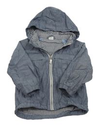 Tmavomodrá melírovaná šusťáková podzimní bunda s kapucí H&M