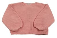 Růžový žinylkový svetr H&M