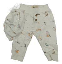 Nové - 2set - Smetanové tepláky se zvířaty + slinták  Mantaray