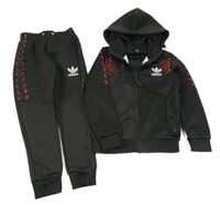 2set - Černo-červená sportovní mikina s kapucí + tepláky Adidas