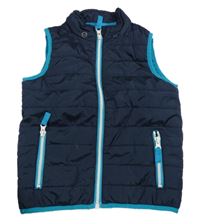 Tmavomodrá šusťáková prošívaná zateplená vesta Topomini