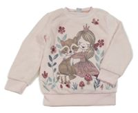 Světlerůžová chlupatá mikina s dívkou a mývalem Kiki&Koko