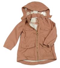 Starorůžová plátěná jarní bunda s kapucí H&M