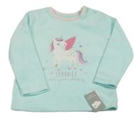 Nové - Mentolová fleecová mikina s jednorožcem Primark