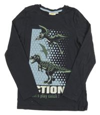 Antracitové triko s dinosaury Kids